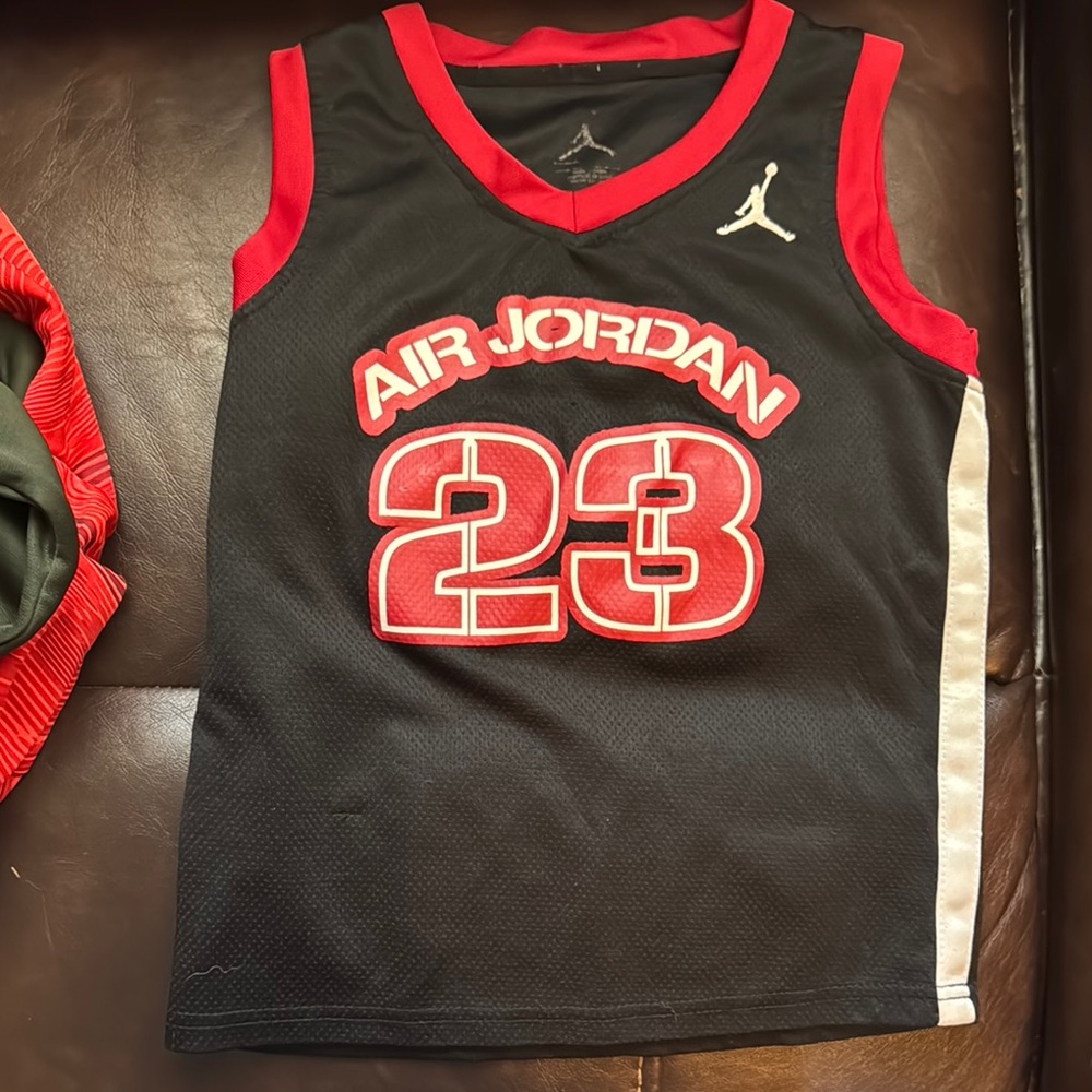 Jordan Black and Red Basketball Jersey